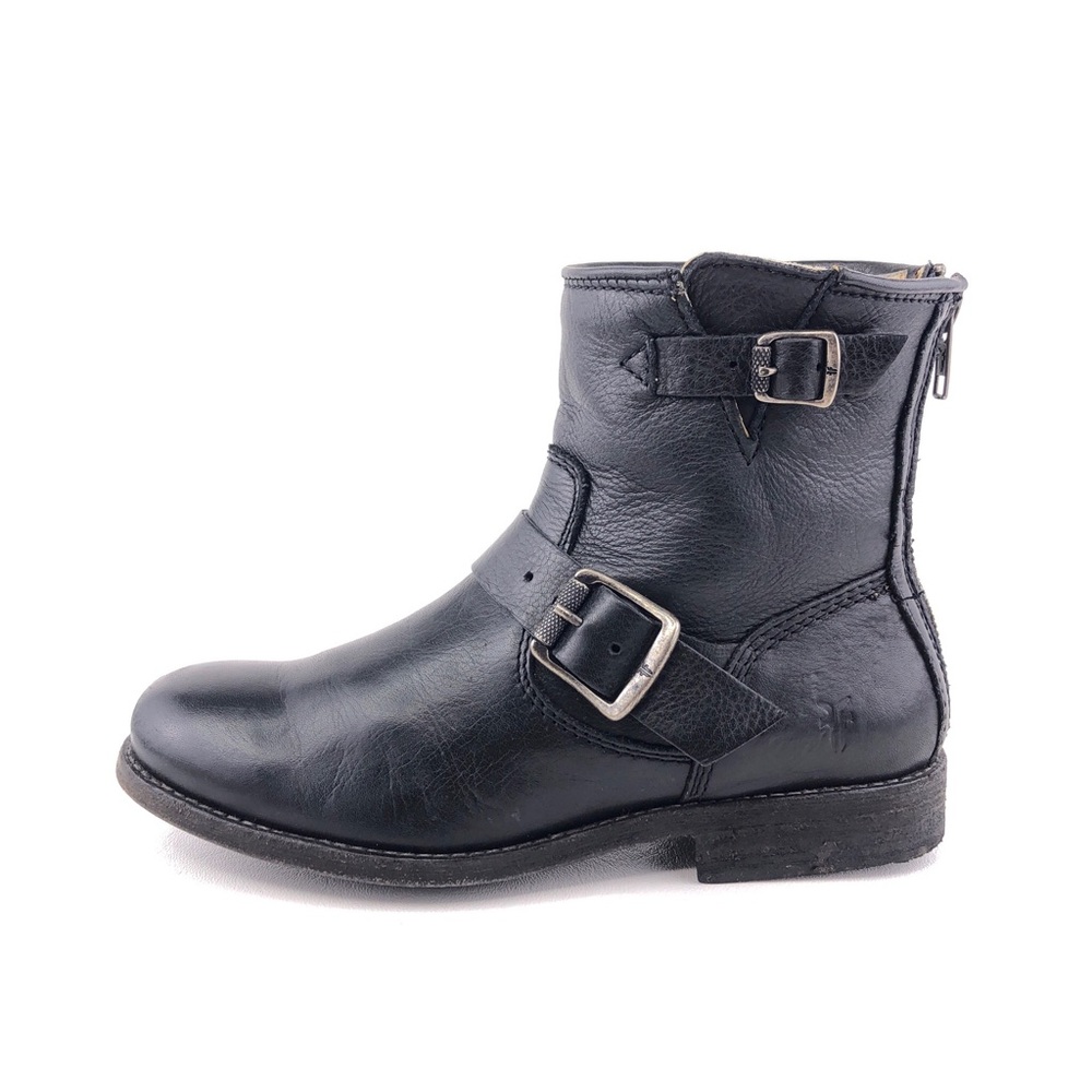 Frye Tyler Black Leather Engineer Ankle Boots 5.5 B